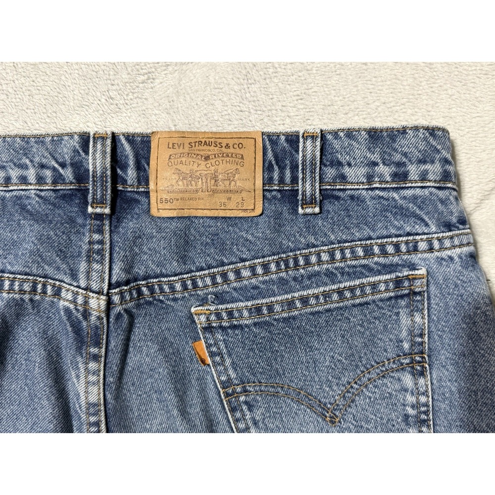 VTG Levi's 550 Relaxed Fit Husky Denim Jeans Made in USA Orange Tab 34x29